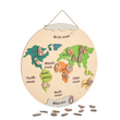BusyKids Holz-Weltkarte mit magnetischen Tierfiguren