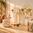 BusyKids Holz-Weltkarte mit magnetischen Tierfiguren