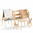 Bücher- & Spielzeugregal + Kindertisch mit 2 Stühlen + Standtafel — Set BusyKids