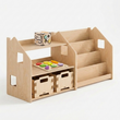 Bücher- & Spielzeugregal + Spielzeugkiste ×2 + Füllung nach Wahl, Set BusyKids · Aktivwürfel & Steckspiel [fill:cube]
