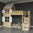 BusyKids Hochbett GALAXY-HOUSE mit halbem Dach und Treppe mit Stauraum 90 x 200 cm