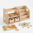 Bücher- & Spielzeugregal + Spielzeugkiste ×2 + Füllung nach Wahl — Set BusyKids · Erste Steckspiele [fill:sorters]