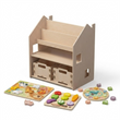 Regal 2-in-1 + Spielzeugkiste ×2 + Füllung nach Wahl, Set BusyKids · Erste Steckspiele [fill:sorters]