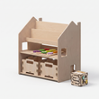 Regal 2-in-1 + Spielzeugkiste ×2 + Füllung nach Wahl, Set BusyKids · Aktivwürfel & Steckspiel [fill:cube]