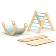 Großes Set - Pikler Dreieck + 2 Rutschen/Kletterleitern + Balancewippe