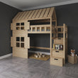BusyKids Halbhohes Hausbett GALAXY-HOUSE MAX mit Treppe mit Stauraum 90 x 200 cm