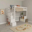 BusyKids LOFTI-MAX Hochbett aus Holz 90 × 200 cm mit Stauraumtreppe