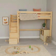 BusyKids LOFTI-MAX Hochbett aus Holz 90 × 200 cm mit Stauraumtreppe