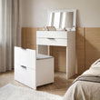 3-in-1 Schminktisch RUBI mit Spiegel, Sitzhocker, Stauraum und Schubladen – Weiß