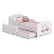Kinderbett ANNA-MAX mit Zusatzbett 145 х 80 cm - mit Grafik und Matratze