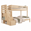 BusyKids HAPPY Etagenbett aus Holz für 3 Personen mit Stauraumtreppe
